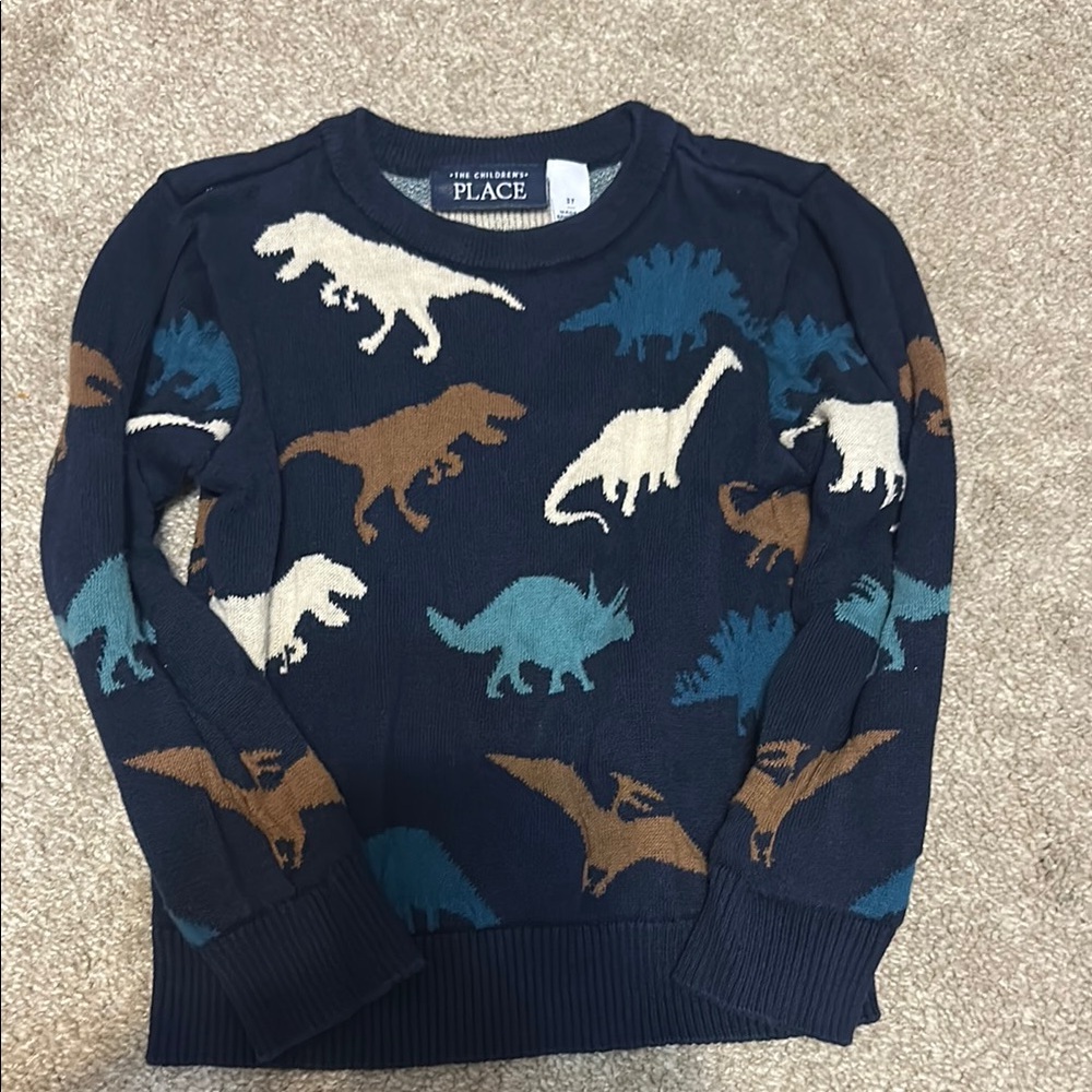 The Children's Place Blue and Brown Dinosaur Sweater
